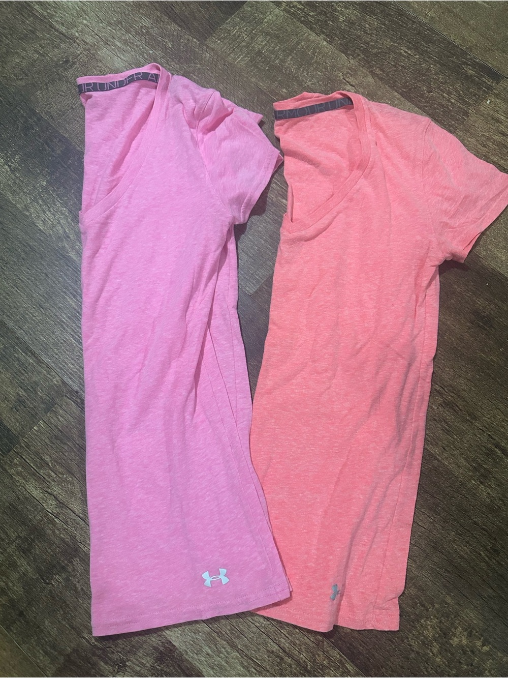 Under Armour Pink and Coral V-Neck Performance Tees - Set of 2